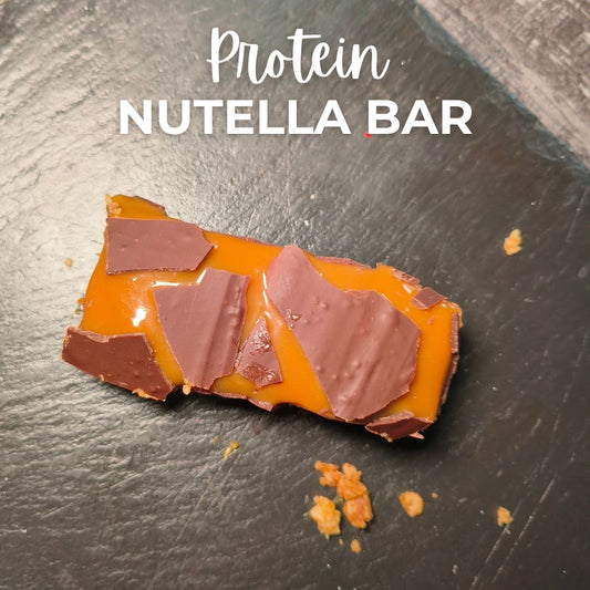 photo of protein bar with text that says protein nutella bar
